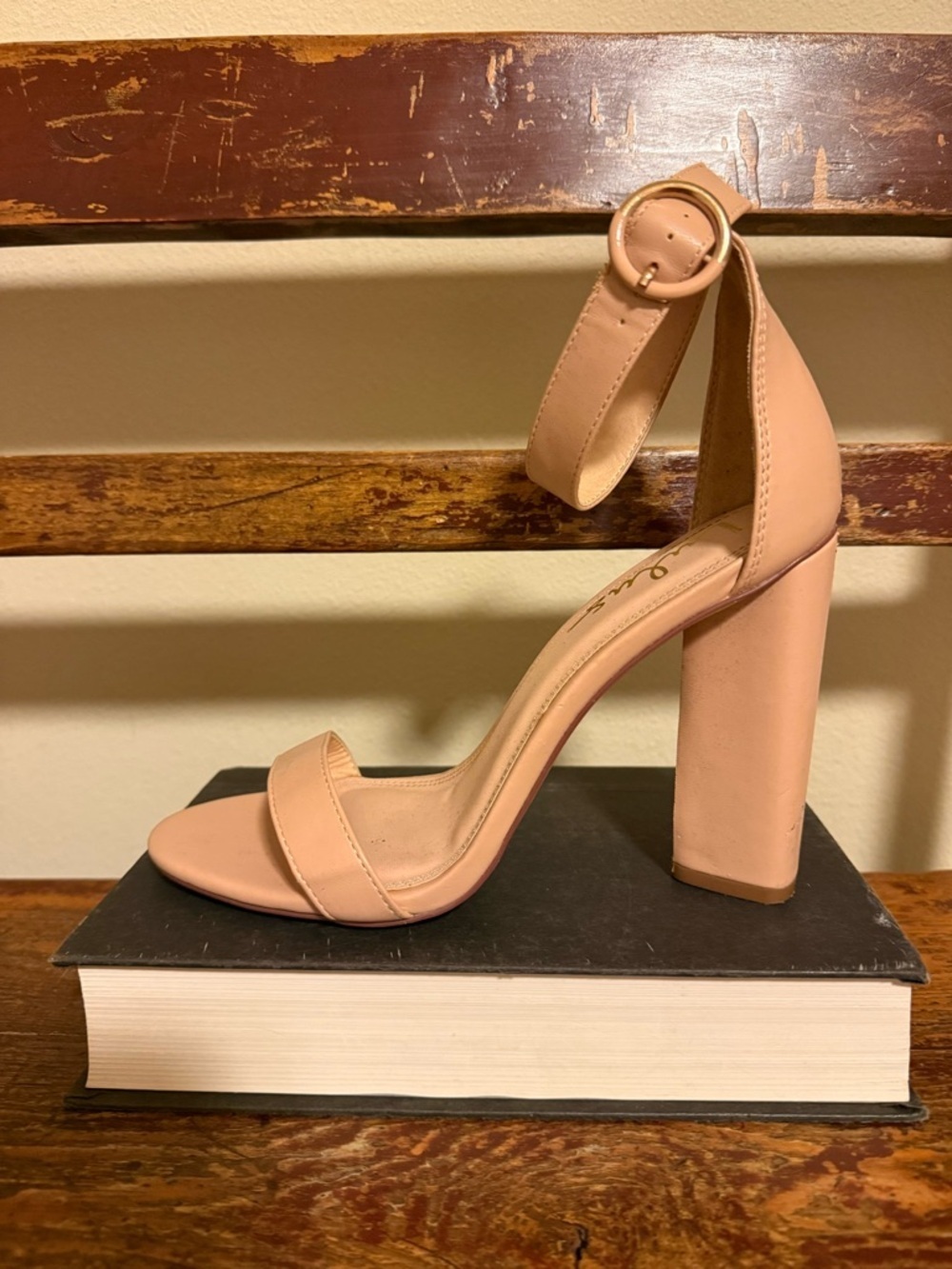 Lulus Kamali Light Nude Ankle Strap Block Heels Sandals - Picture 3 of 11